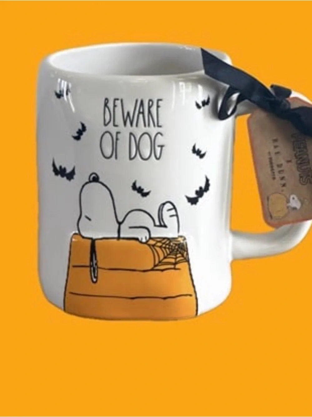 Peanuts Snoopy Ceramic Mug - White & Orange